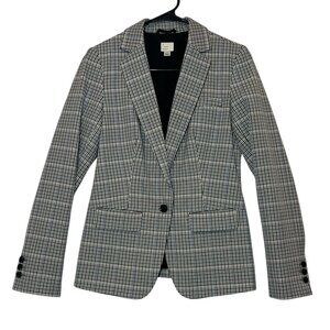 A New Day Women’s Plaid Blazer Size 2 Lined Long Sleeves Button Shoulder Pads
